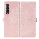 For Samsung Galaxy Z Fold4 Mandala Flower Embossed Leather Phone Case(Rose Gold)