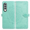 For Samsung Galaxy Z Fold4 Mandala Flower Embossed Leather Phone Case(Green)