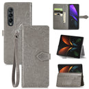 For Samsung Galaxy Z Fold4 Mandala Flower Embossed Leather Phone Case(Gray)