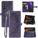 For Samsung Galaxy Z Fold4 Mandala Flower Embossed Leather Phone Case(Purple)