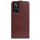 For Xiaomi 12T / 12T Pro / Redmi K50 Ultra R64 Texture Vertical Flip Leather Phone Case(Brown)