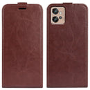 For Motorola Moto G32 R64 Texture Vertical Flip Leather Phone Case(Brown)