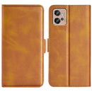 For Motorola Moto G32 Dual-side Magnetic Buckle Leather Phone Case(Yellow)