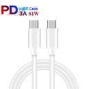 65W Dual PD Type-C + 3 x USB Multi Port Charger with 3A Type-C to Type-C Data Cable, EU Plug(White)
