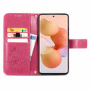For Xiaomi 12T / 12T Pro / Redmi K50 Ultra Four-leaf Clasp Embossed Buckle Leather Phone Case(Rose Red)