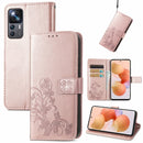 For Xiaomi 12T / 12T Pro / Redmi K50 Ultra Four-leaf Clasp Embossed Buckle Leather Phone Case(Rose Gold)