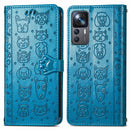 For Xiaomi 12T / 12T Pro / Redmi K50 Ultra Cute Cat and Dog Embossed Leather Phone Case(Blue)