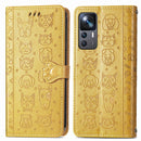 For Xiaomi 12T / 12T Pro / Redmi K50 Ultra Cute Cat and Dog Embossed Leather Phone Case(Yellow)