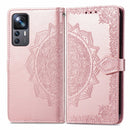 For Xiaomi 12T / 12T Pro / Redmi K50 Ultra Mandala Flower Embossed Leather Phone Case(Rose Gold)