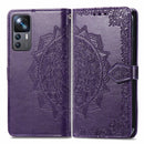 For Xiaomi 12T / 12T Pro / Redmi K50 Ultra Mandala Flower Embossed Leather Phone Case(Purple)