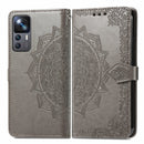 For Xiaomi 12T / 12T Pro / Redmi K50 Ultra Mandala Flower Embossed Leather Phone Case(Gray)