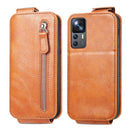 For Xiaomi 12T / 12T Pro / Redmi K50 Ultra Zipper Wallet Vertical Flip Leather Phone Case(Brown)