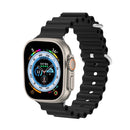 Ocean Silicone Metal Head Watch Band For Apple Watch Ultra 49mm / Series 8&7 45mm / SE 2&6&SE&5&4 44mm / 3&2&1 42mm(Black)