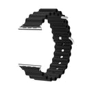 Ocean Silicone Metal Head Watch Band For Apple Watch Ultra 49mm / Series 8&7 45mm / SE 2&6&SE&5&4 44mm / 3&2&1 42mm(Black)