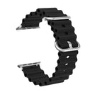 Ocean Silicone Metal Head Watch Band For Apple Watch Ultra 49mm / Series 8&7 45mm / SE 2&6&SE&5&4 44mm / 3&2&1 42mm(Black)