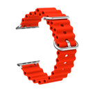 Ocean Silicone Metal Head Watch Band For Apple Watch Ultra 49mm / Series 8&7 45mm / SE 2&6&SE&5&4 44mm / 3&2&1 42mm(Red)