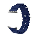 Ocean Silicone Metal Head Watch Band For Apple Watch Ultra 49mm / Series 8&7 45mm / SE 2&6&SE&5&4 44mm / 3&2&1 42mm(Dark Blue)