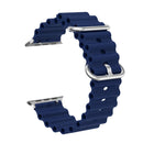 Ocean Silicone Metal Head Watch Band For Apple Watch Ultra 49mm / Series 8&7 45mm / SE 2&6&SE&5&4 44mm / 3&2&1 42mm(Dark Blue)