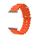 Ocean Silicone Metal Head Watch Band For Apple Watch Ultra 49mm / Series 8&7 45mm / SE 2&6&SE&5&4 44mm / 3&2&1 42mm(Orange)