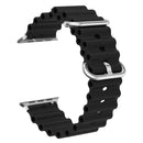 Ocean Silicone Metal Head Watch Band For Apple Watch Series 8&7 41mm / SE 2&6&SE&5&4 40mm / 3&2&1 38mm(Black)