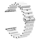 Ocean Silicone Metal Head Watch Band For Apple Watch Series 8&7 41mm / SE 2&6&SE&5&4 40mm / 3&2&1 38mm(White)