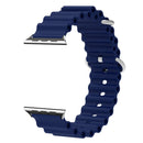 Ocean Silicone Metal Head Watch Band For Apple Watch Series 8&7 41mm / SE 2&6&SE&5&4 40mm / 3&2&1 38mm(Dark Blue)
