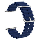 Ocean Silicone Metal Head Watch Band For Apple Watch Series 8&7 41mm / SE 2&6&SE&5&4 40mm / 3&2&1 38mm(Dark Blue)