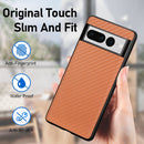 For Google Pixel 7 Pro Carbon Fiber Texture Leather Back Cover Phone Case(blue)