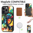 For iPhone 14 Pro Colored Drawing Leather Back Cover Magsafe Phone Case(Rhombus Mandala)