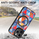 For iPhone 14 Pro Colored Drawing Leather Back Cover Magsafe Phone Case(Rhombus Mandala)