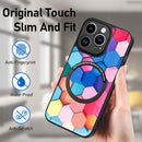For iPhone 14 Pro Colored Drawing Leather Back Cover Magsafe Phone Case(Rhombus Mandala)