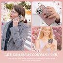 For iPhone 13 Pro Max Wristband Ring Sakura Electroplated Crocodile Leather Phone Case(Pink)