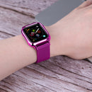 Milanese Loop Magnetic Stainless Steel Watch Band With Frame for Apple Watch Series 4 / 5 40mm(Purple)
