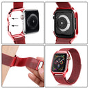 Milanese Loop Magnetic Stainless Steel Watch Band With Frame for Apple Watch Series 4 / 5 40mm(Red)