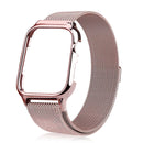 Milanese Loop Magnetic Stainless Steel Watch Band With Frame for Apple Watch Series 4 / 5 40mm(Rose pink)
