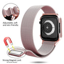 Milanese Loop Magnetic Stainless Steel Watch Band With Frame for Apple Watch Series 4 / 5 40mm(Rose pink)