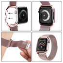Milanese Loop Magnetic Stainless Steel Watch Band With Frame for Apple Watch Series 4 / 5 40mm(Rose pink)
