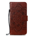 Mandala Embossing Pattern Horizontal Flip Leather Case for Samsung Galaxy A70, with Holder & Card Slots & Wallet & Photo Frame & Lanyard(Brown)