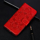 Mandala Embossing Pattern Horizontal Flip Leather Case for Galaxy A20e, with Holder & Card Slots & Wallet & Photo Frame & Lanyard(Red)