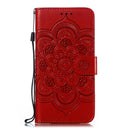 Mandala Embossing Pattern Horizontal Flip Leather Case for Galaxy A20e, with Holder & Card Slots & Wallet & Photo Frame & Lanyard(Red)