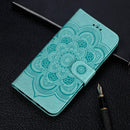 Mandala Embossing Pattern Horizontal Flip Leather Case for Galaxy A20e, with Holder & Card Slots & Wallet & Photo Frame & Lanyard(Green)