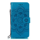 Mandala Embossing Pattern Horizontal Flip Leather Case for Galaxy A20e, with Holder & Card Slots & Wallet & Photo Frame & Lanyard(Blue)