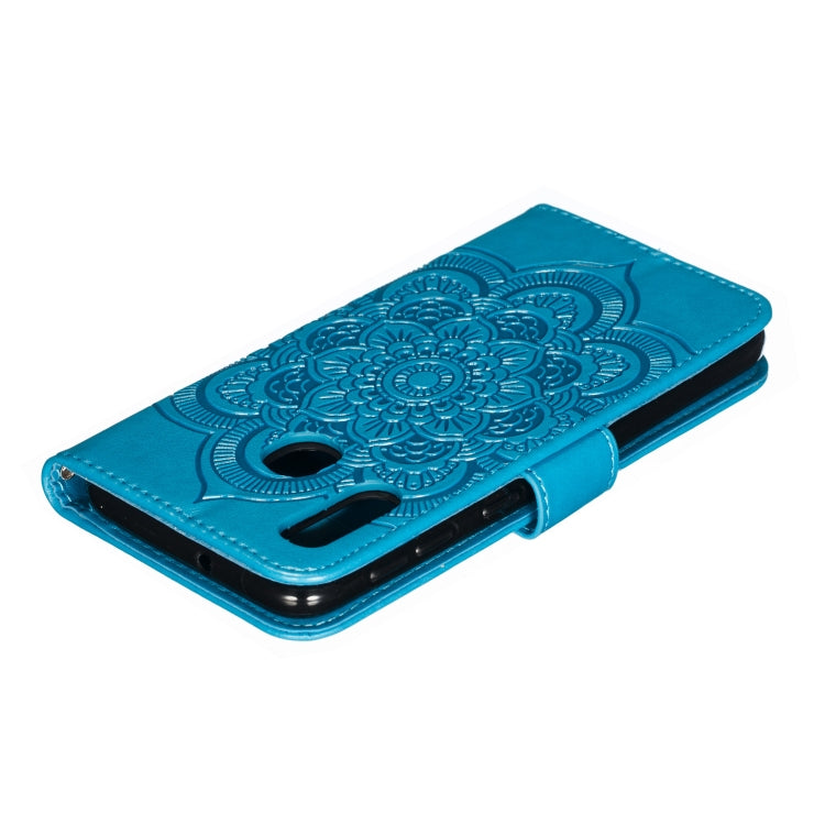 Mandala Embossing Pattern Horizontal Flip Leather Case for Galaxy A20e, with Holder & Card Slots & Wallet & Photo Frame & Lanyard(Blue)
