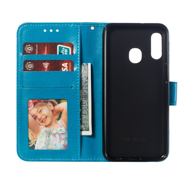 Mandala Embossing Pattern Horizontal Flip Leather Case for Galaxy A20e, with Holder & Card Slots & Wallet & Photo Frame & Lanyard(Blue)