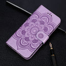 Mandala Embossing Pattern Horizontal Flip Leather Case for Galaxy A20e, with Holder & Card Slots & Wallet & Photo Frame & Lanyard(Purple)
