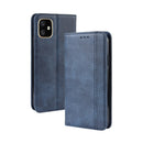 Magnetic Buckle Retro Crazy Horse Texture Horizontal Flip Leather Case for Apple iPhone 11 6.1 inch, with Holder & Card Slots & Photo Frame(Blue)