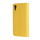 Leather Horizontal Flip Holster for iPhone XR ,with Magnetic Clasp and Bracket and Card Slot and Wallet(Yellow)