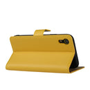 Leather Horizontal Flip Holster for iPhone XR ,with Magnetic Clasp and Bracket and Card Slot and Wallet(Yellow)