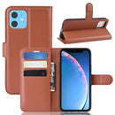 Litchi Texture Horizontal Flip Leather Case for iPhone 11, with Wallet & Holder & Card Slots(Brown)