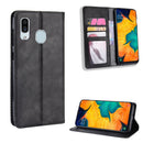 Magnetic Buckle Retro Crazy Horse Texture Horizontal Flip Leather Case for Galaxy A20e, with Holder & Card Slots & Photo Frame(Black)